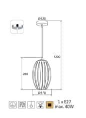 ACA  Závěsné svítidlo HOMO max. 40W/E27/230V/IP20