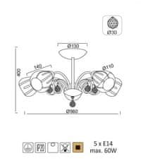 ACA  Stropní svítidlo CARDINAL max. 5x60W/E14/230V/IP20