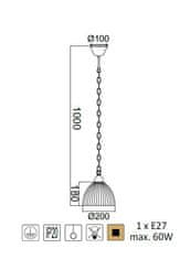 ACA  Závěsné svítidlo MANOLIA max. 60W/E27/230V/IP20, průměr 20cm