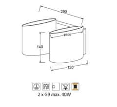 ACA  Nástěnné svítidlo MOET max. 2x40W/230V/G9/IP20