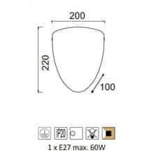 ACA  Nástěnné svítidlo TURTLE max. 60W/230V/E27/IP20, 22 cm