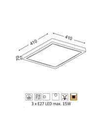 ACA  Přisazené svítidlo INDIANA max. 3xLED 15W/E27/230V/IP20