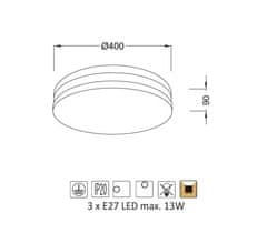 ACA  Přisazené svítidlo GOZO max. 3xLED 13W/E27/230V/IP20