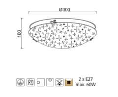 ACA  Stropní svítidlo SCILLA max. 2x60W/230V/E27/IP20