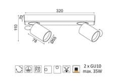 ACA  Přisazené bodové svítidlo ELITIS max. 2x35W/GU10/230V/IP20, černá barva