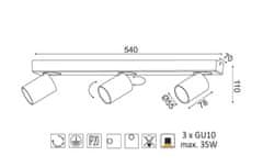 ACA  Stropní bodové svítidlo ELITIS max. 3x35W/GU10/230V/IP20, černá barva