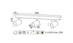 ACA  Přisazené bodové svítidlo DISCO max. 3x35W/GU10/230V/IP20