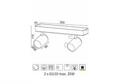 ACA  Přisazené bodové svítidlo DISCO max. 2x35W/GU10/230V/IP20