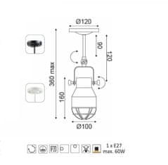 ACA  Přisazené bodové svítidlo DAKOTA max. 60W/E27/230V/IP20