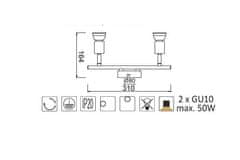 ACA  Stropní bodové svítidlo TRINITY 2xGU10, bílá barva