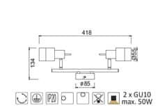 ACA  Přisazené bodové svítidlo PLATINUM max. 2x50W/GU10/230V/IP20