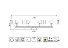 ACA  Přisazené bodové svítidlo PLATINUM max. 4x50W/GU10/230V/IP20