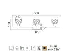 ACA  Přisazené svítidlo OSTRAVA max. 3x28W/G9/230V/IP20