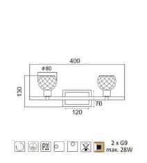 ACA  Přisazené svítidlo OSTRAVA max. 2x28W/G9/230V/IP20