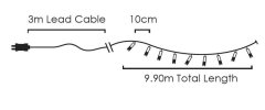 ACA Lightning  LED vánoční světelný řetěz, 3x10m, teplá bílá, IP44, 100 LED