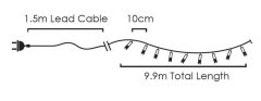 ACA Lightning  LED vánoční světelný řetez, 1,5x10m, modrá barva, IP44, 100 LED