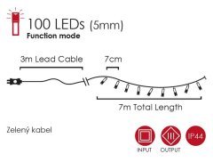 ACA Lightning  LED vánoční světelný řetez - Šištičky, 3x7m, RGB, IP44, 8 funkcí, 100 LED