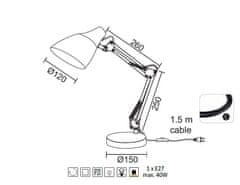 ACA  Retro stolní lampa KINGSTON max. 40W/E27/230V/IP20, černá