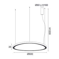 ACA  LED závěsné svítidlo HARMONY 54W/230V/3000K/4000Lm/IP20, Flicker free, bílá barva