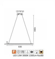 ACA  LED závěsné svítidlo CANELA 13W/230V/3000K/1300Lm/IP20, Flicker free