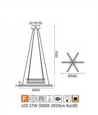 ACA  LED závěsné svítidlo CANELA 27W/230V/3000K/2850Lm/IP20, Flicker free