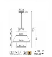 ACA  Závěsné svítidlo JAPAN max. 15W/E27/230V/IP20