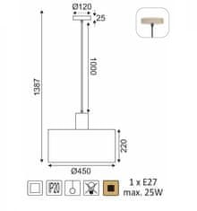 ACA  Závěsné svítidlo CHIOS max. 25W/E27/230V/IP20