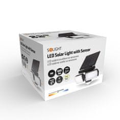 Solight  LED solární osvětlení se senzorem 8W/600Lm/Li-Ion 3,7V-2000mAh/IP44, černé