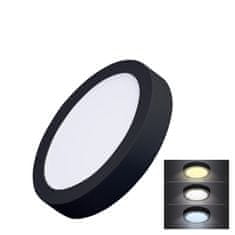 Solight  LED mini panel CCT, přisazený, 12W, 900lm, 3000K, 4000K, 6000K, kulatý černý