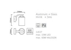 ACA Lightning  Zahradní nástěnné svítidlo DAREIA max. 60W/E27/230V/IP54, tmavě šedé