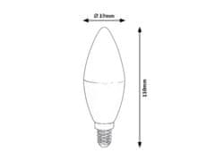 Rabalux  LED Smart Wifi žárovka C37 1x5W | E14 | 480lm | 3000-6500K | RGB - stmívatelná matná