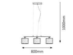 Rabalux  ANASTASIA závěsné svítidlo max. 3x60W | E27 - hnědá, chrom