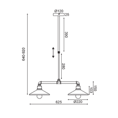 ACA  Retro závěsné svítidlo PIPE max. 2x40W/E27/230V/IP20, černé