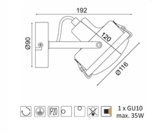 ACA  Přisazené bodové svítidlo MORFEAS max. 35W/GU10/230V/IP20, šedé