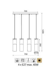 ACA  Závěsné svítidlo DEJAVU max. 4x40W/E27/230V/IP20, barva chromu