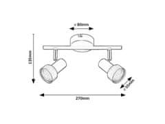 Rabalux  KONRAD přisazené stropní bodové svítidlo 2x50W | GU10 | IP20 - nastavitelné, matná černá