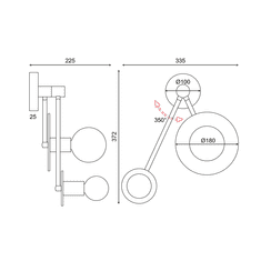 ACA  Nástěnné svítidlo CLOCK max. 2x40W/E27/230V/IP20