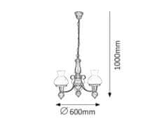 Rabalux  PETRONEL závěsný lustr max. 3x60W | E27 | IP20 - tmavé dřevo, černá