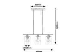 Rabalux  MIROSLAW závěsné svítidlo max. 3x40W | E27 | IP20 - saténový chrom