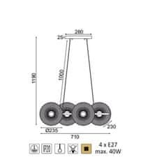 ACA  Závěsné svítidlo KOBE max. 4x40W/E27/230V/IP20