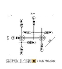 ACA  Stropní svítidlo COBRA max. 7x60W/E27/230V/IP20