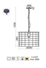 ACA  Závěsné svítidlo DUBLIN max. 60W/E27/230V/IP20