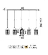 ACA  Závěsné svítidlo DUBLIN max. 5x60W/E27/230V/IP20