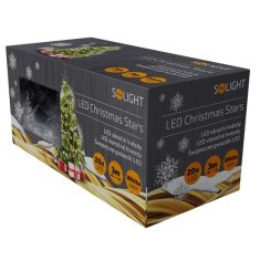 Solight  LED vánoční řetěz, hvězdy, 20 LED, 3m, přívod 3m, IP20, bílá