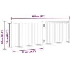 Vidaxl Zábrana pro psy skládací 2 panely hnědý dub 160 cm masiv jedle