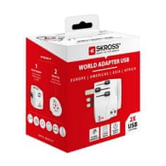 Skross  PRO Light USB World, UK+USA+Austrálie/Čína, 2x USB-A, vč. adaptéru ostatních vidlic