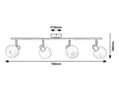 Rabalux  SORAYA stropní bodové svítidlo max. 4x40W | E14 - šedá, bílá