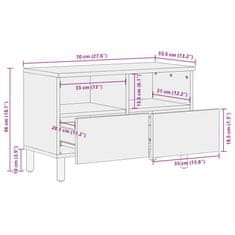 Vidaxl TV skříňka černá 70 x 33,5 x 46 cm masivní hrubý mangovník