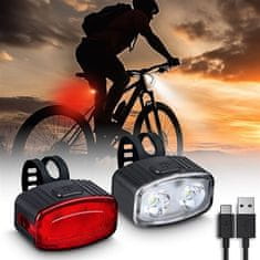 Solight  LED nabíjecí set cyklo svítilen WN47 160Lm, přední, zadní červená, Li-Ion, USB