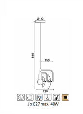 ACA  Závěsné svítidlo GEMINI max. 40W/E27/230V/IP20